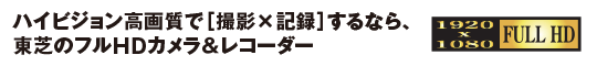 ハイビジョン高画質で撮影、記録するなら、東芝のフルHDカメラ&レコーダー